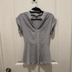 Striped V-Neck Peplum Top